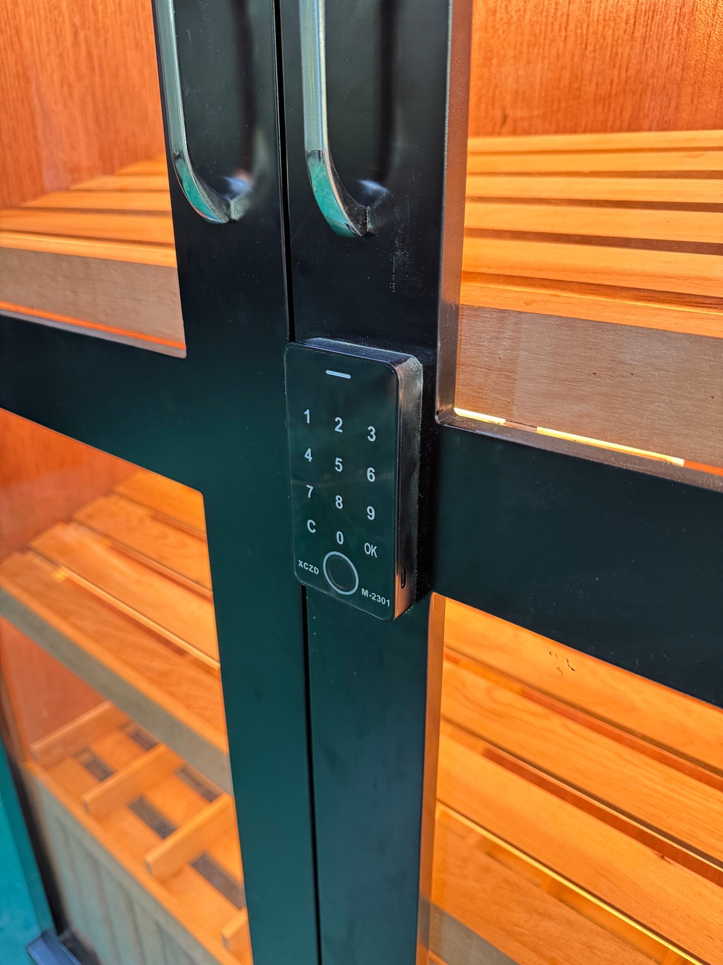 Double Door Cigar Humidor Cabinet with Fingerprint Password Lock, Spanish Cedar Shelves & Humidifier Included – 47.24" W × 15.75" D × 78.74" H