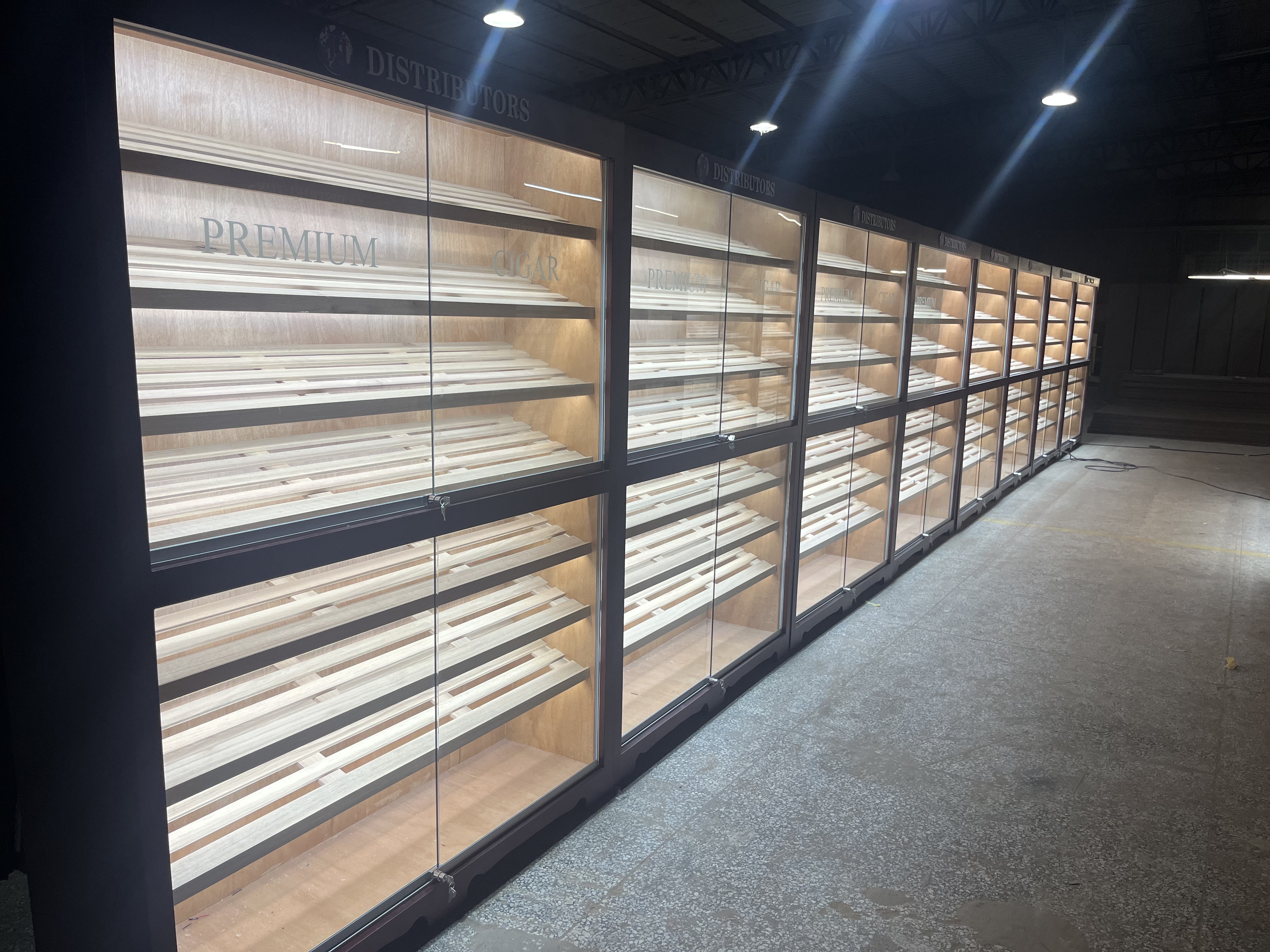 Up-and-Down Sliding Glass Door Cigar Humidor Cabinet with Sealing Strips, Spanish Cedar Shelves & Humidifier Included – 47.24" W × 15.75" D × 78.74" H