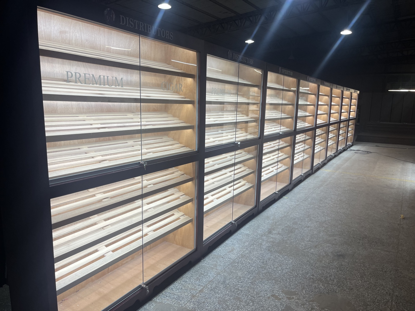 Up-and-Down Sliding Glass Door Cigar Humidor Cabinet with Sealing Strips, Spanish Cedar Shelves & Humidifier Included – 47.24" W × 15.75" D × 78.74" H