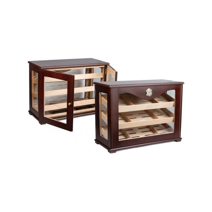 Cedar Wood Three-Layer Cigar Humidor Cabinet with Viewing Window