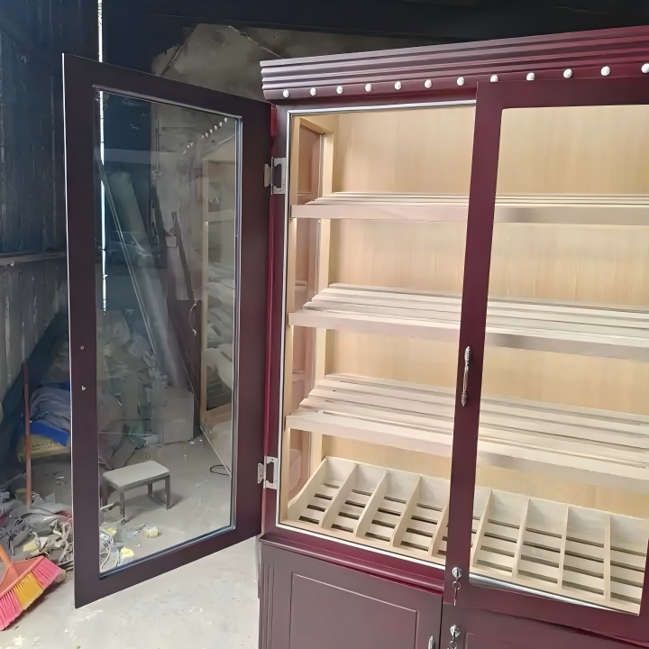 Double Door Cigar Humidor Cabinet with Bottom Storage Cabinets, Spanish Cedar Shelves & Humidifier Included – 47.24" W × 15.75" D × 78.74" H