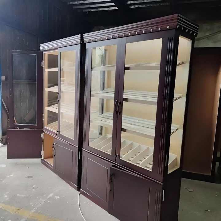 Double Door Cigar Humidor Cabinet with Bottom Storage Cabinets, Spanish Cedar Shelves & Humidifier Included – 47.24" W × 15.75" D × 78.74" H