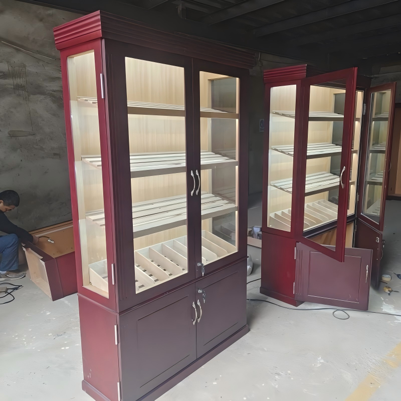 Double Door Cigar Humidor Cabinet with Bottom Storage Cabinets, Spanish Cedar Shelves & Humidifier Included – 47.24" W × 15.75" D × 78.74" H