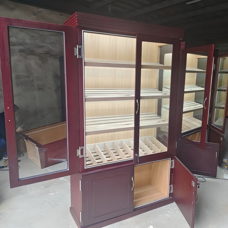 Double Door Cigar Humidor Cabinet with Bottom Storage Cabinets, Spanish Cedar Shelves & Humidifier Included – 47.24" W × 15.75" D × 78.74" H