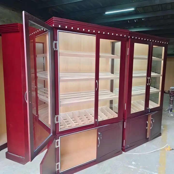 Double Door Cigar Humidor Cabinet with Bottom Storage Cabinets, Spanish Cedar Shelves & Humidifier Included – 47.24" W × 15.75" D × 78.74" H