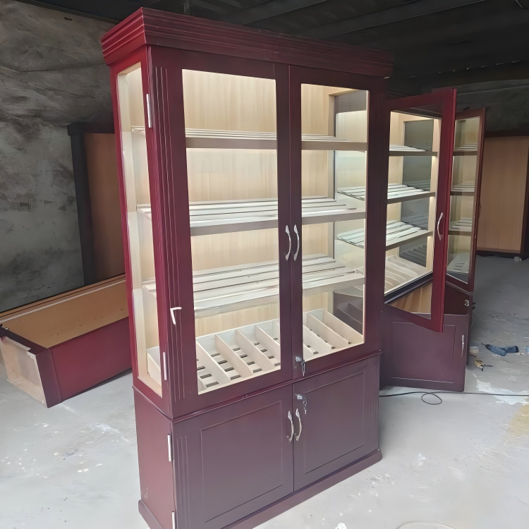 Double Door Cigar Humidor Cabinet with Bottom Storage Cabinets, Spanish Cedar Shelves & Humidifier Included – 47.24" W × 15.75" D × 78.74" H