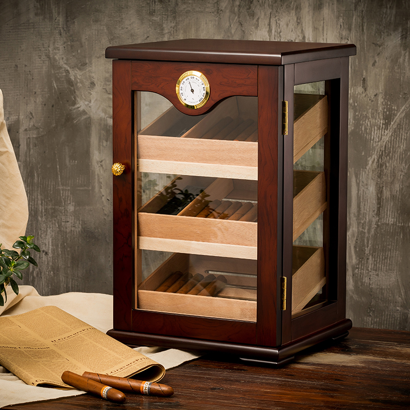 Luxury Wooden Cigar Cabinet with Hygrometer