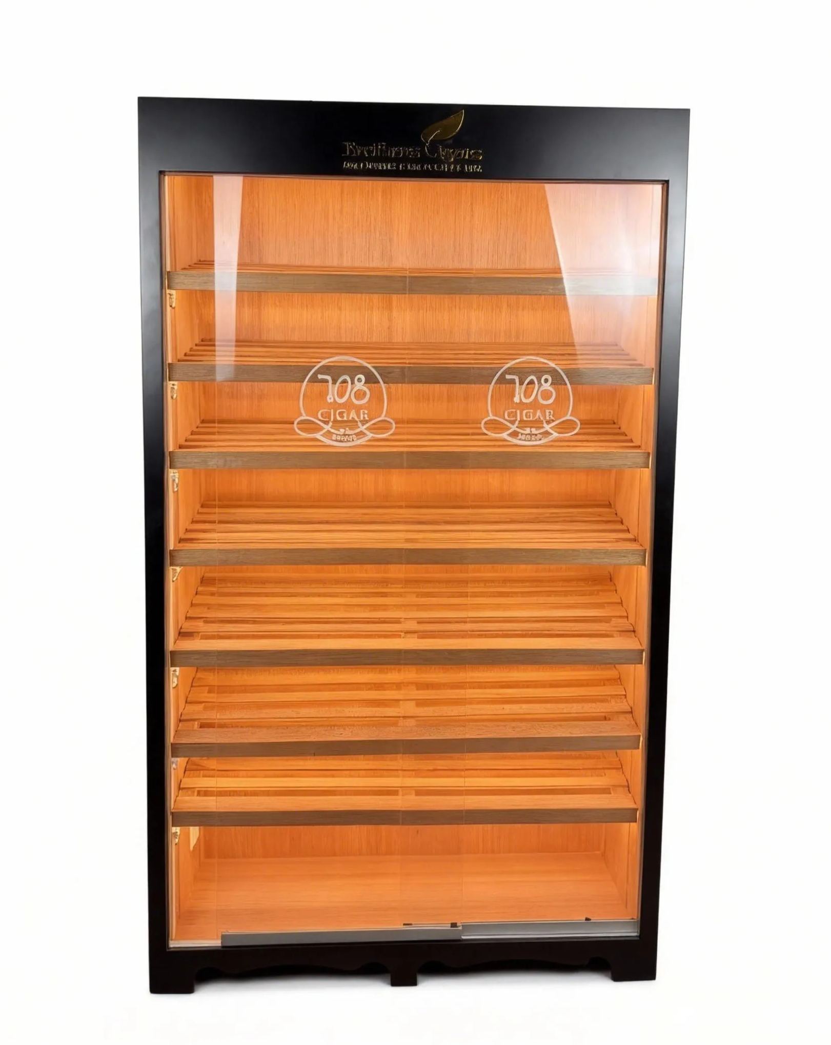 Basic Double Sliding-Door Cigar Humidor Cabinet – Matte Black