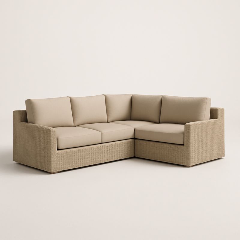 Divano ad Angolo in Rattan Sintetico Beige
