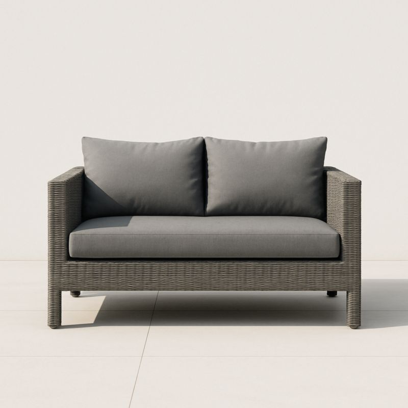 Divano a due posti in Rattan con cuscini in Poliestere Grigio