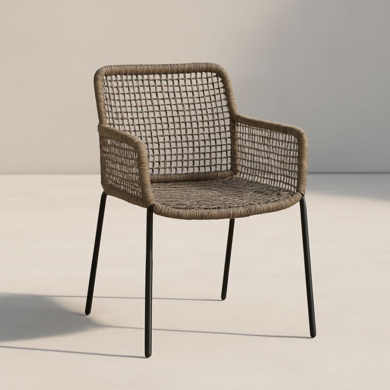 Sedia da Esterno in Polietilene Intrecciato con Struttura in Acciaio