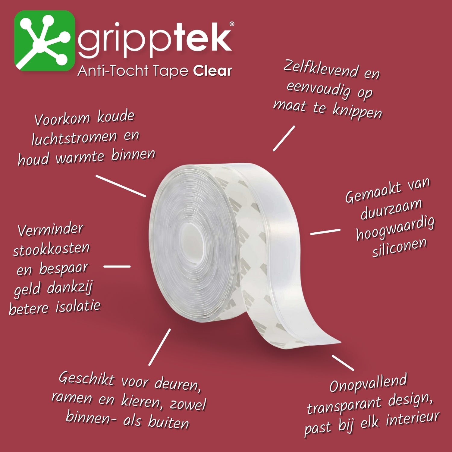 GrippTek® MultiFix + Anti-Tocht Tape Clear Kleefbundel