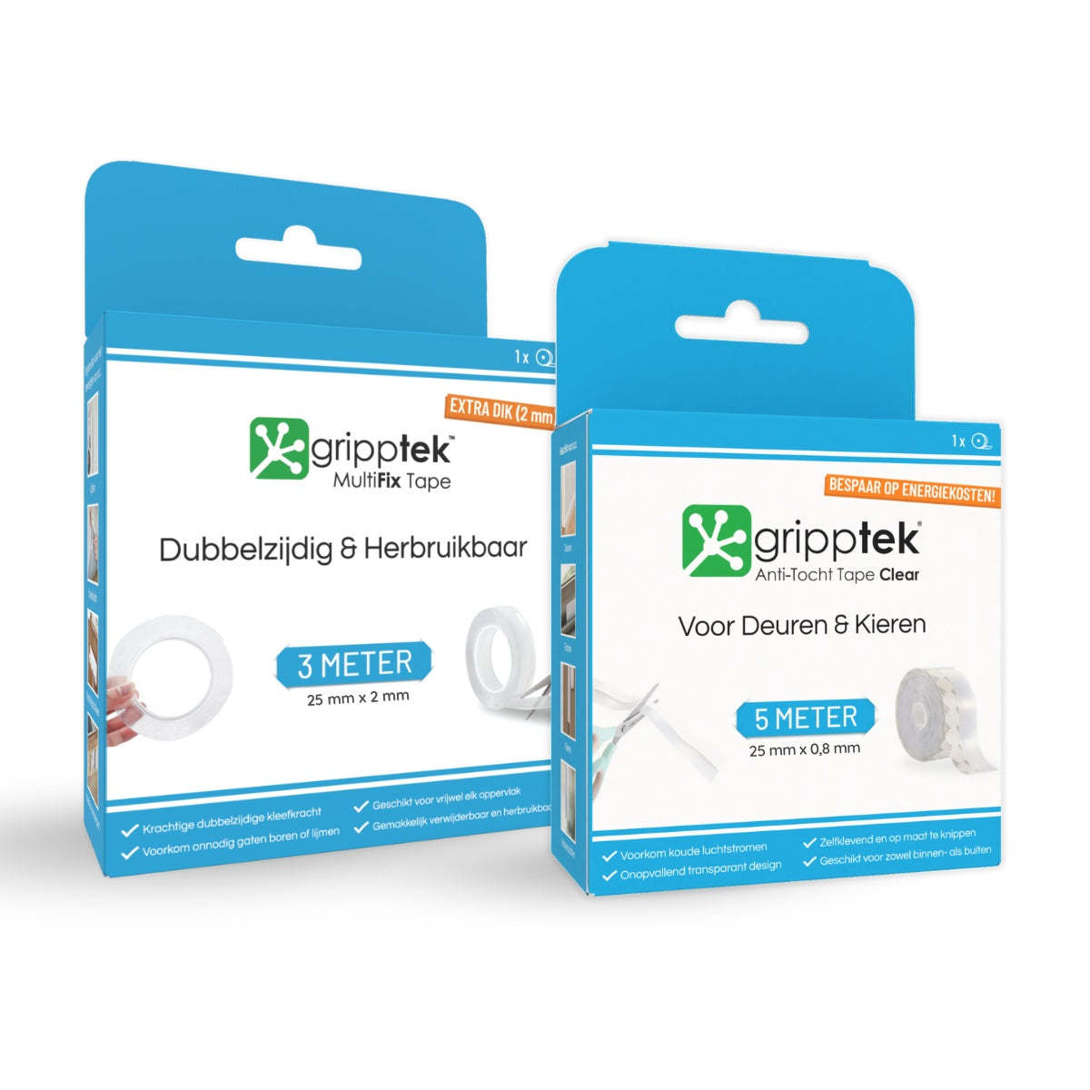 GrippTek® MultiFix + Anti-Tocht Tape Clear Kleefbundel