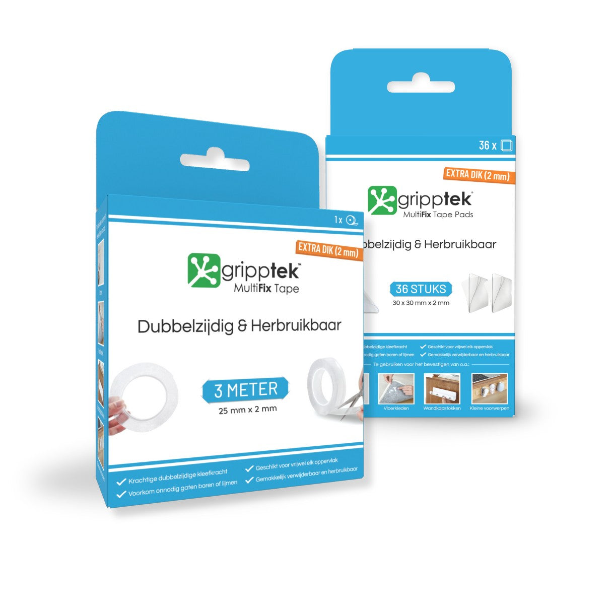 GrippTek® MultiFix Tape + Pads Kleefbundel