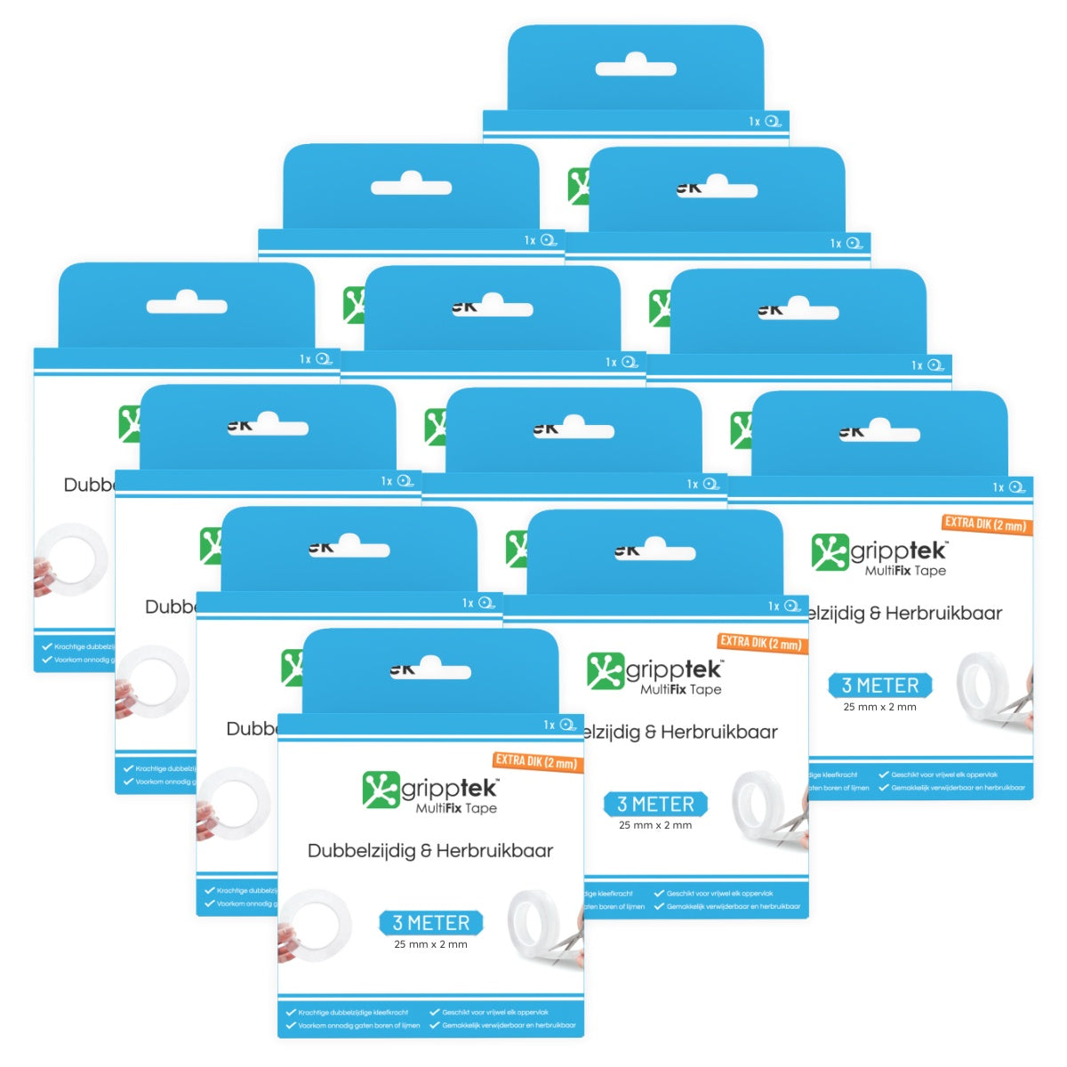 12 stuks - GrippTek® MultiFix Tape Original 2.0 Voordeel Bundel