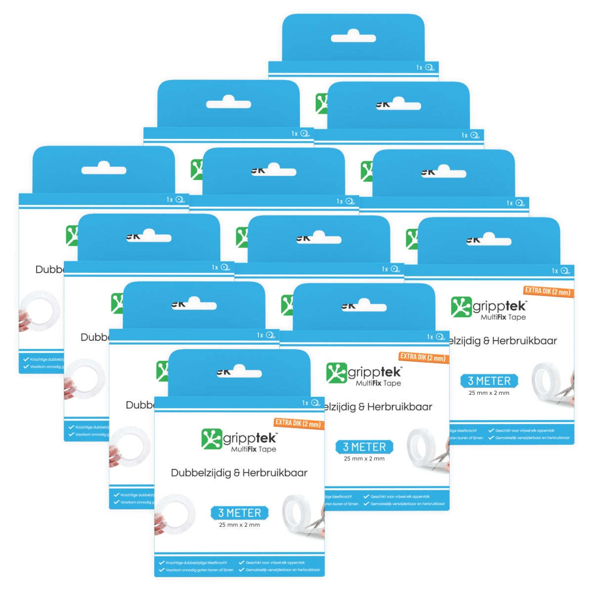 12 stuks - GrippTek® MultiFix Tape Original 2.0 Voordeel Bundel