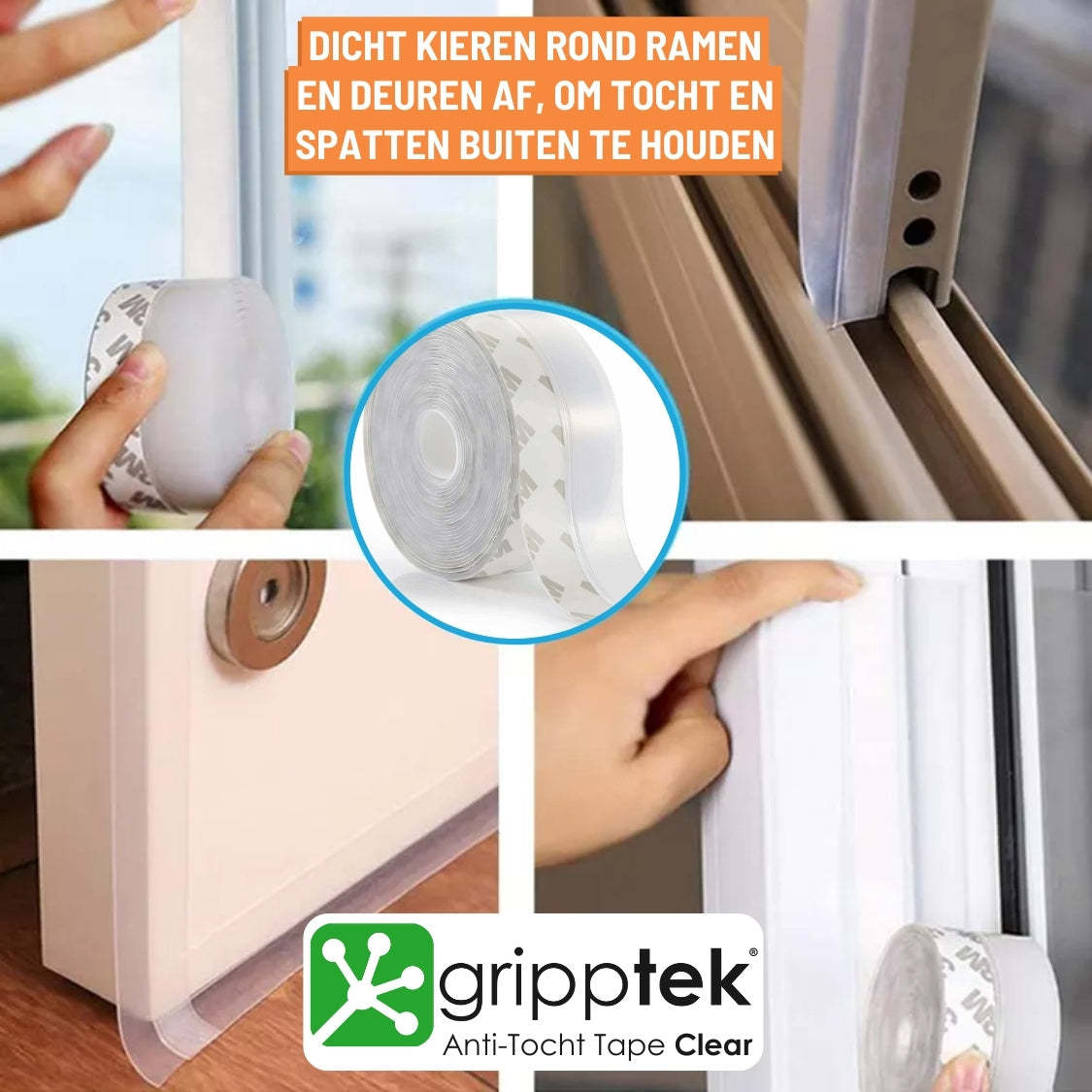 GrippTek® Anti-Tocht Tape Clear - Voor Deuren & Kieren