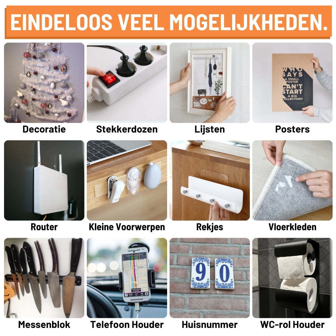 GrippTek® MultiFix Tape Original 2.0 - Dubbelzijdig & Herbruikbaar