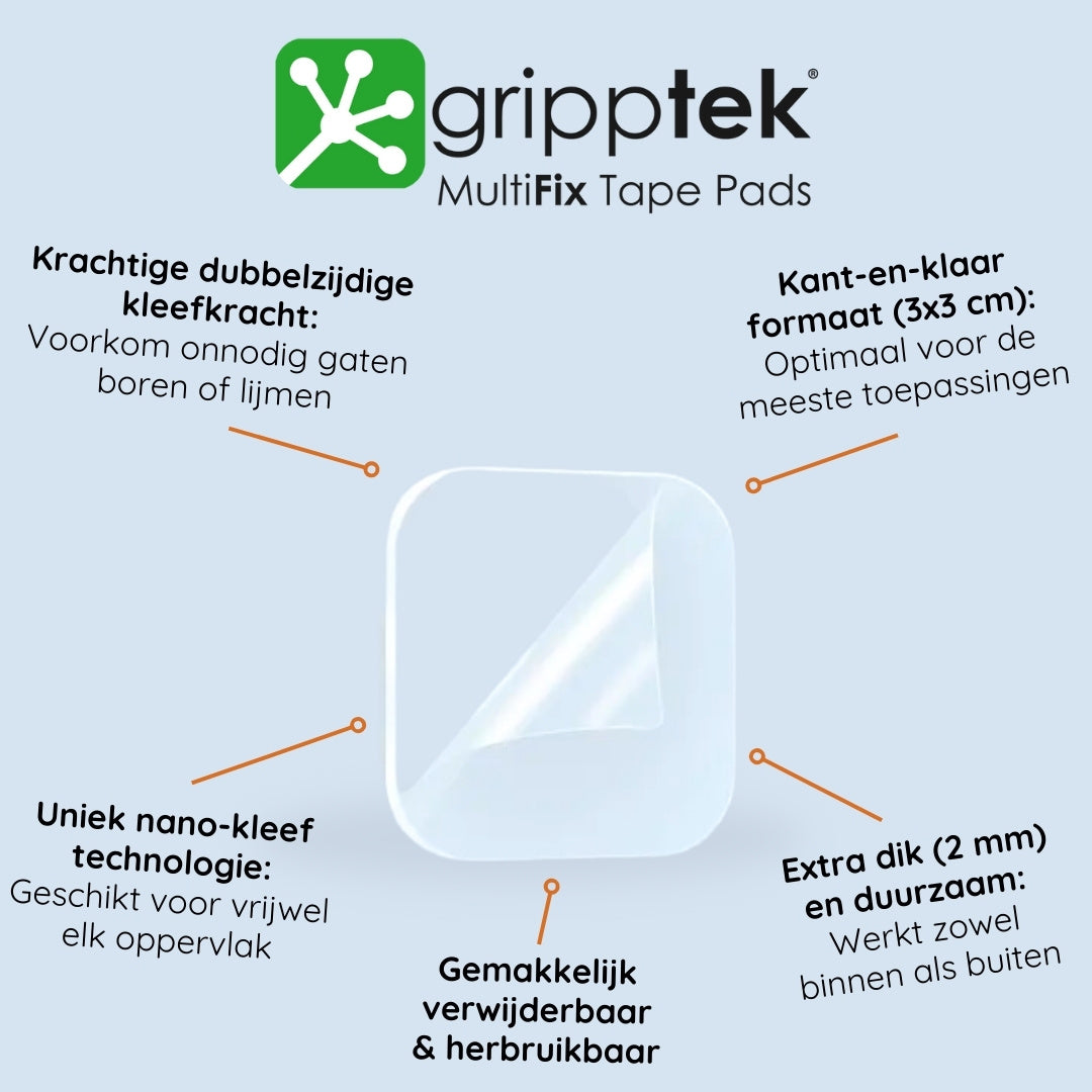 36 stuks - GrippTek® MultiFix Tape Pads - Dubbelzijdig & Herbruikbaar