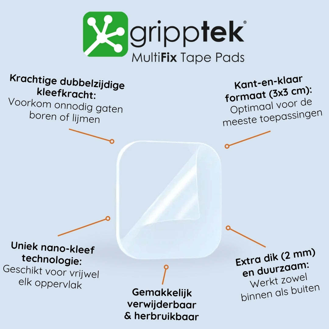 36 stuks - GrippTek® MultiFix Tape Pads - Dubbelzijdig & Herbruikbaar