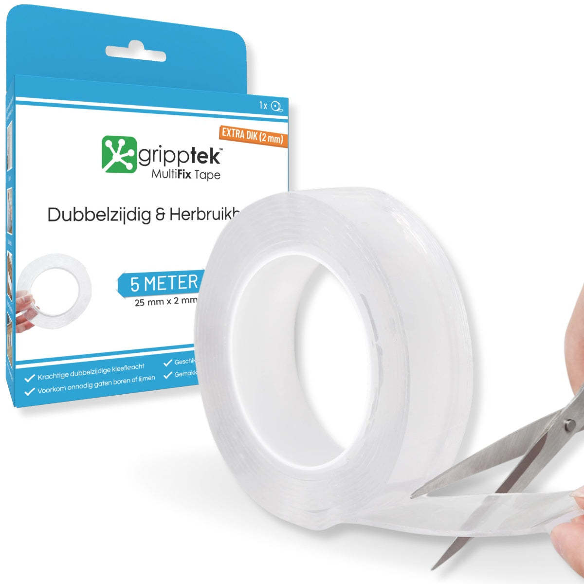 GrippTek® MultiFix Tape Original 2.0 - Dubbelzijdig & Herbruikbaar