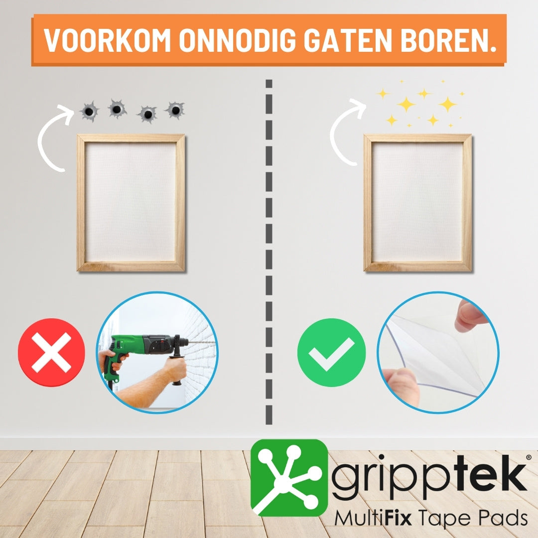 36 stuks - GrippTek® MultiFix Tape Pads - Dubbelzijdig & Herbruikbaar