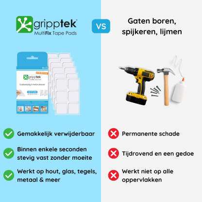 36 stuks - GrippTek® MultiFix Tape Pads - Dubbelzijdig & Herbruikbaar