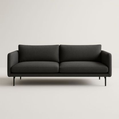 Divano in tessuto di poliestere grigio con gambe in metallo