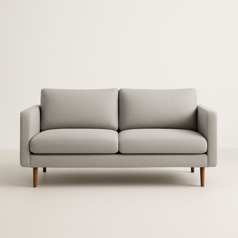 Divano 2 posti tessuto legno grigio 180x90x85 cm