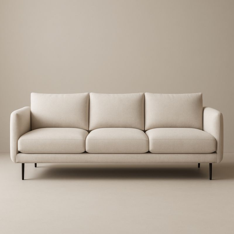 Divano 3 posti in poliestere beige con struttura in metallo 210 cm