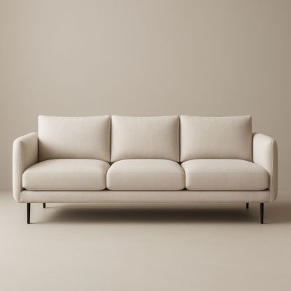 Divano 3 posti in poliestere beige con struttura in metallo 210 cm