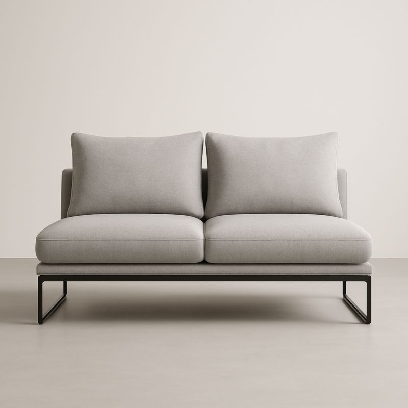 Divano a 2 Posti in Tessuto Grigio con Struttura in Acciaio