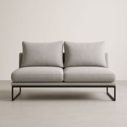 Divano a 2 Posti in Tessuto Grigio con Struttura in Acciaio