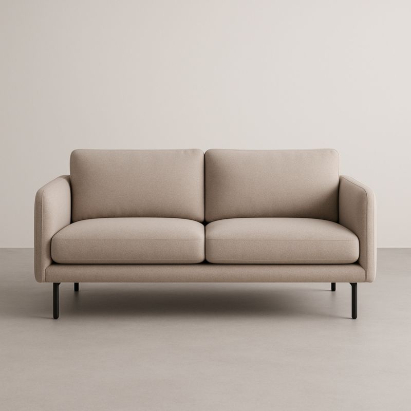 Divano 2 posti in tessuto beige con gambe metalliche