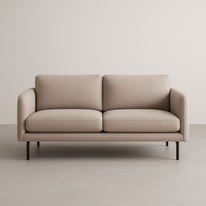 Divano 2 posti in tessuto beige con gambe metalliche