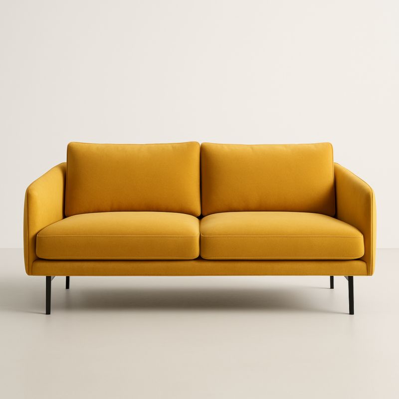 Divano in tessuto giallo, 200 x 90 x 85 cm