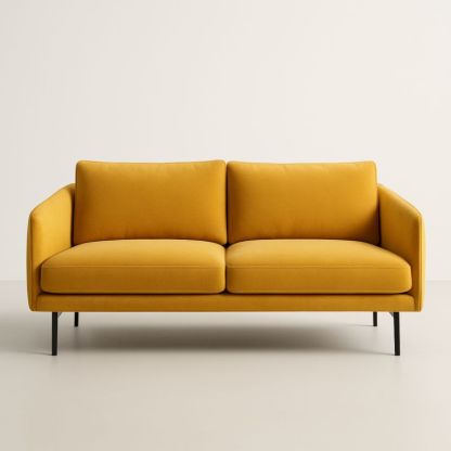 Divano in tessuto giallo, 200 x 90 x 85 cm