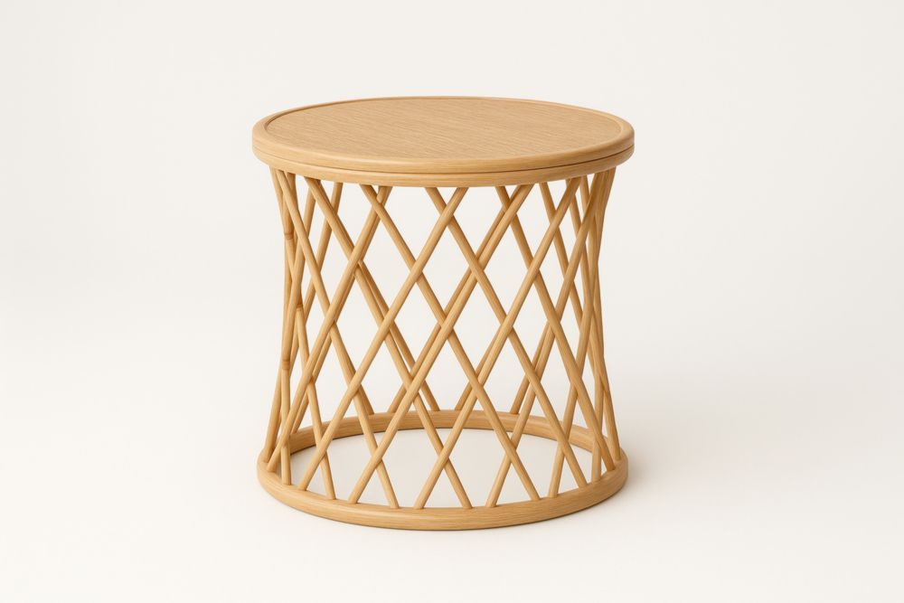 Tavolino da caffè rotondo in legno massello intrecciato, Ø50 cm