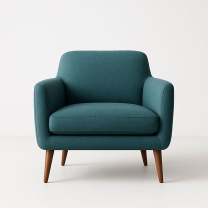 Poltrona in tessuto con gambe in legno blu petrolio 75cm x 90cm x 80cm