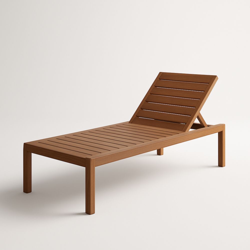 Chaise Longue Réglable en Bois de Teck Marron