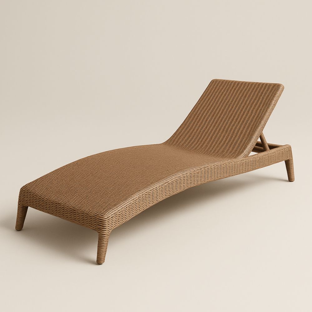 Chaise Longue en Résine Tressée Marron pour Extérieur