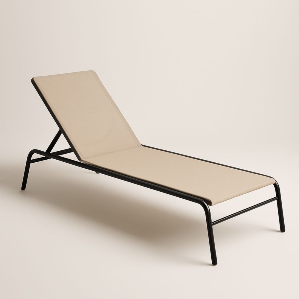 Chaise Longue en Aluminium Réglable Beige pour Extérieur