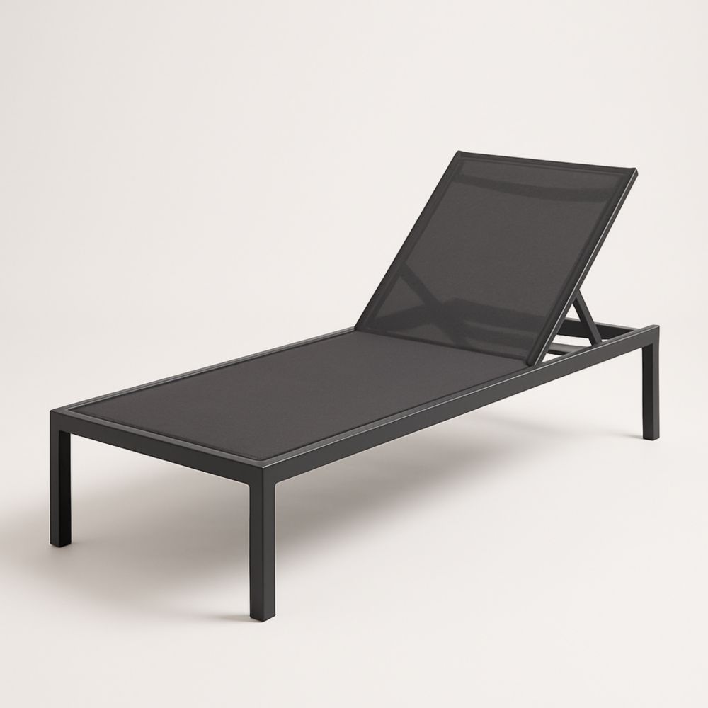 Chaise Longue Réglable en Aluminium Noir