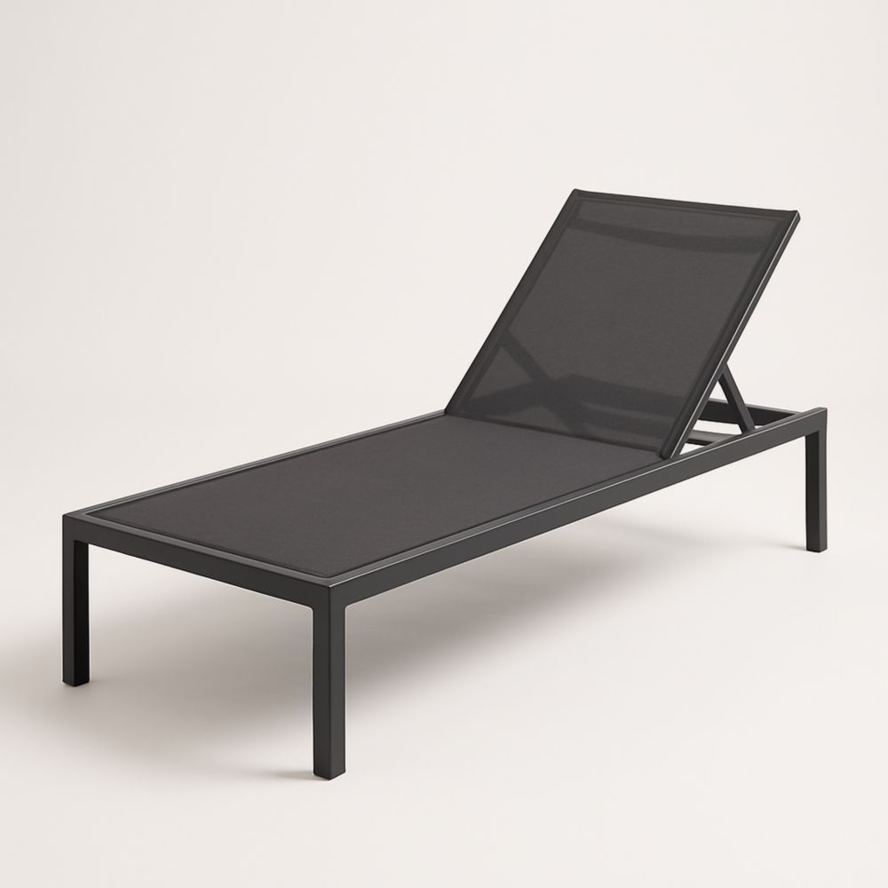 Chaise Longue Réglable en Aluminium Noir