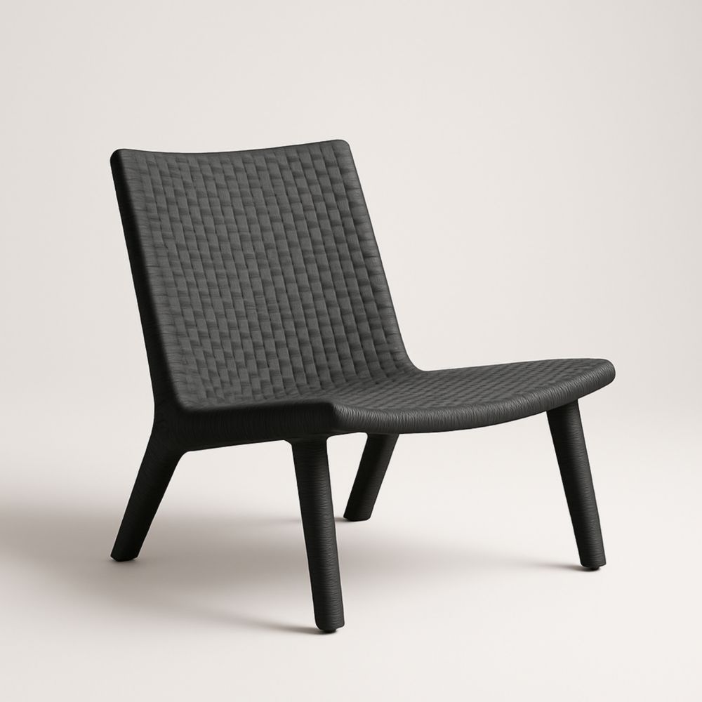 Chaise de détente tressée en polypropylène noir, 65 cm x 75 cm x 80 cm