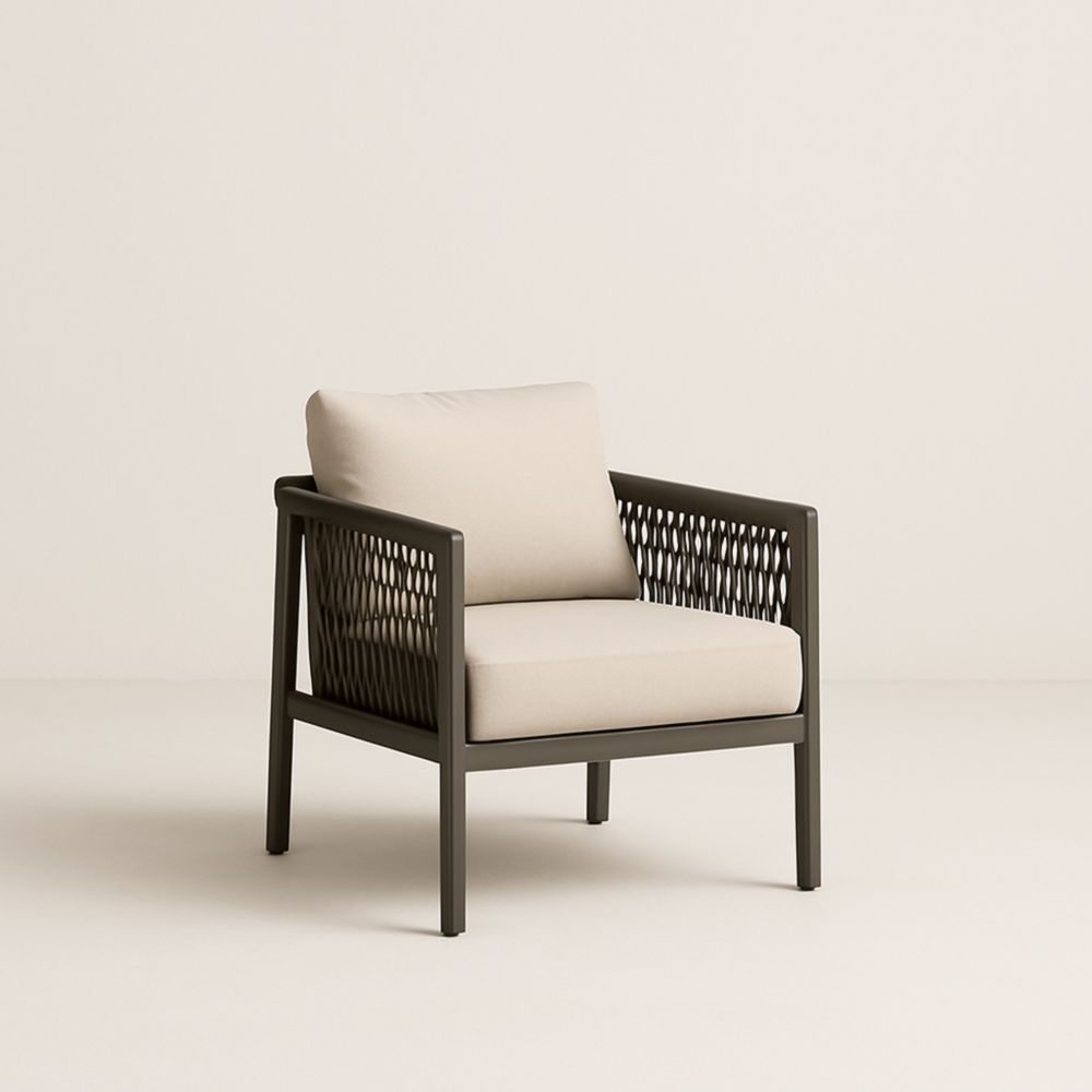 Fauteuil d'extérieur en aluminium et corde synthétique Beige