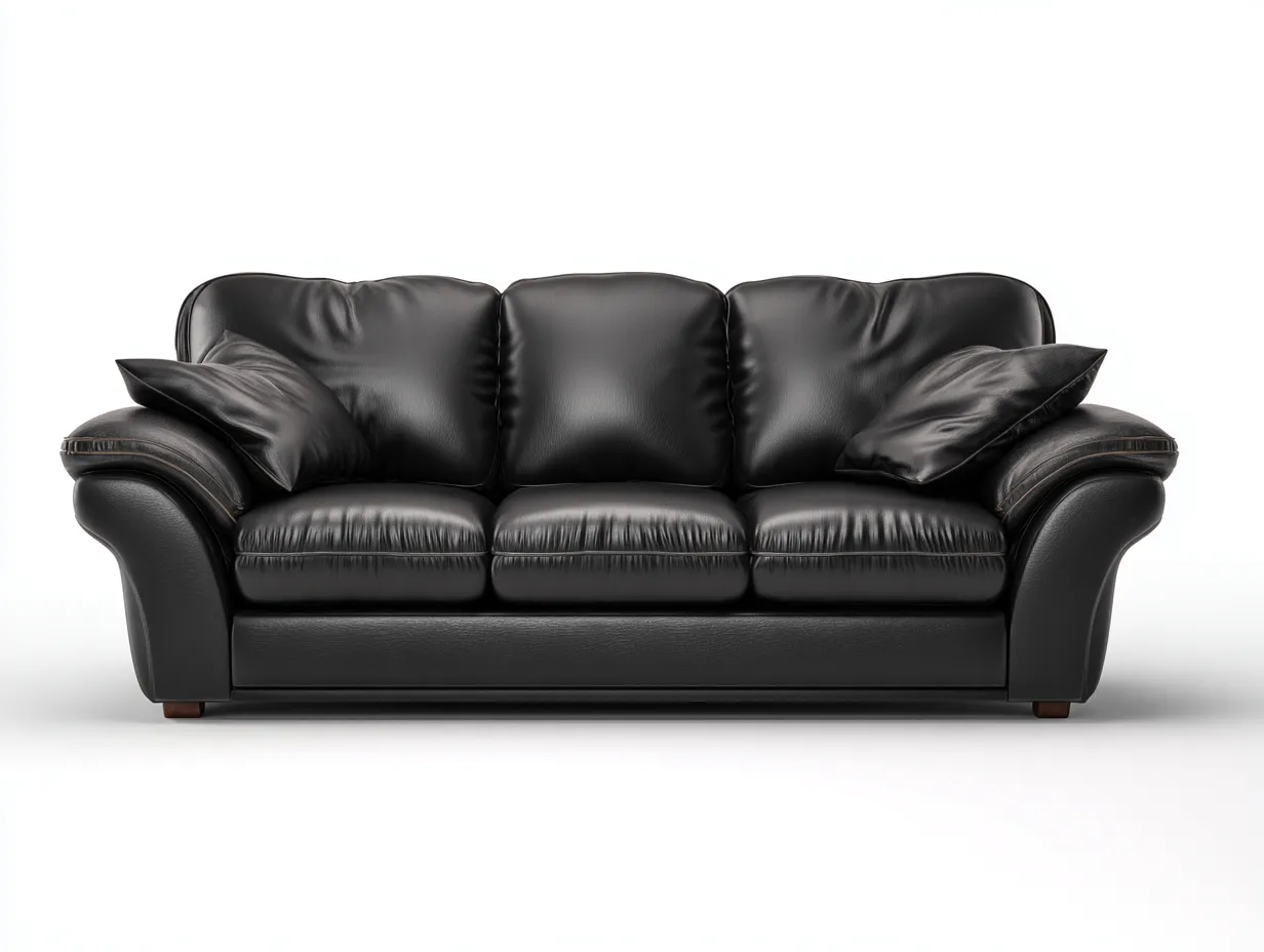 Sofa Kunstleder 205x85x95 cm - schwarz - geeignet für Wohnzimmer - klassisches Komfortdesign-Spacesta