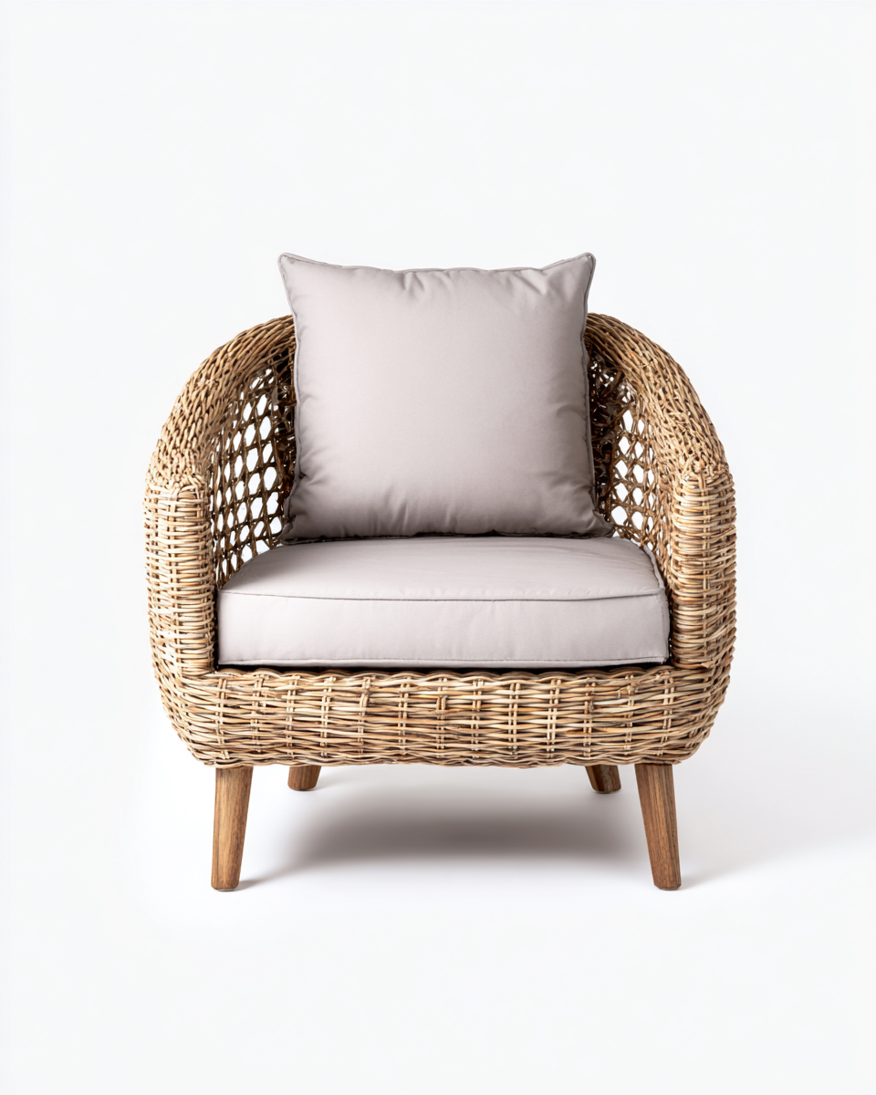 Sessel - Flechtwerk - 80x78x85 cm - natur/hellgrau - modernes Design-Spacesta