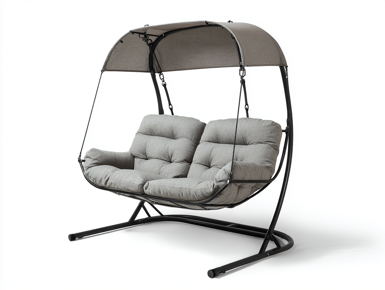 Gartenschaukel Outdoor-Schaukelstuhl Metall/Polyester 170x120x180 cm - grau - geeignet für Garten/Terrasse - doppelsitziges Schaukeldesign-Spacesta