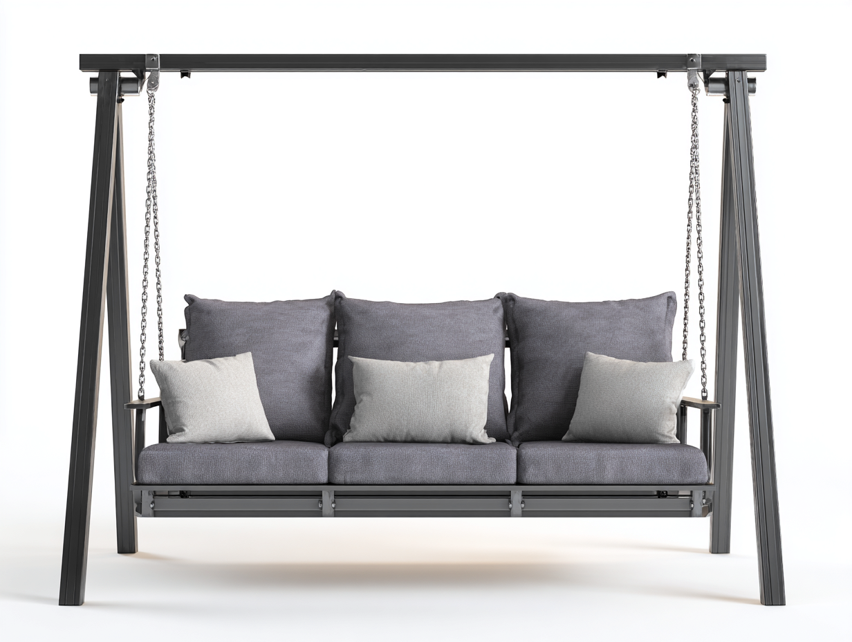 Gartenschaukelstuhl 3-Sitzer - Metall/Polyester - 190x120x160 cm - grau - für Garten - modernes Design-Spacesta